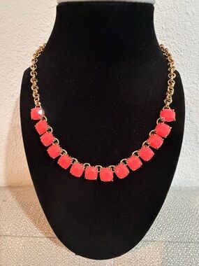 Kate Spade New York Coral Orange Rhinestone Necklace NWOT 19" NWOT